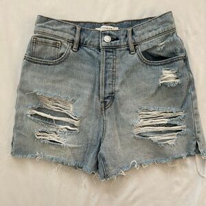 Pacsun high waisted distressed jean shorts, light blue color